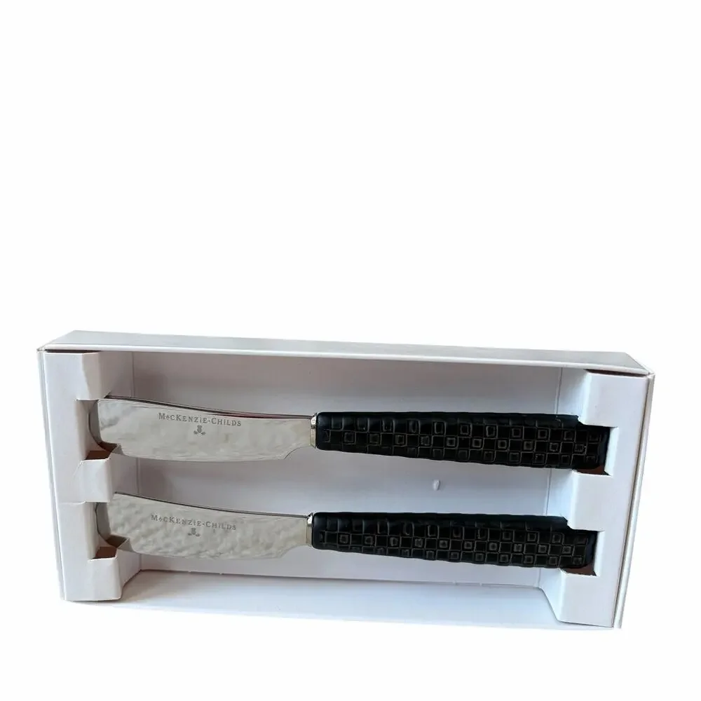 MacKenzie-Childs Everyday Black Spreaders Set of 2 New in Original Box